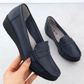 Mocassins de couro feminino em uma plataforma azul sabatina jhy01 1