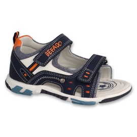 Sandálias infantis Befado, forro em couro, 170X103, azul marinho 1
