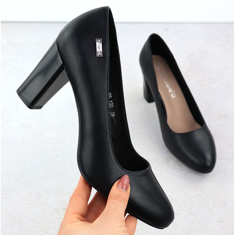 Bombas de couro na postagem preta Sergio Leone PB130 preto 1