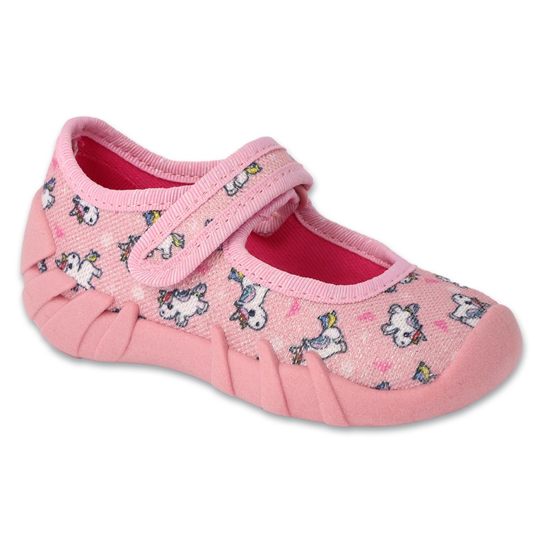 Chinelos infantis Befado 109N267 rosa com unicórnios 1 Chinelos infantis Befado 109N267 rosa com unicórnios 1