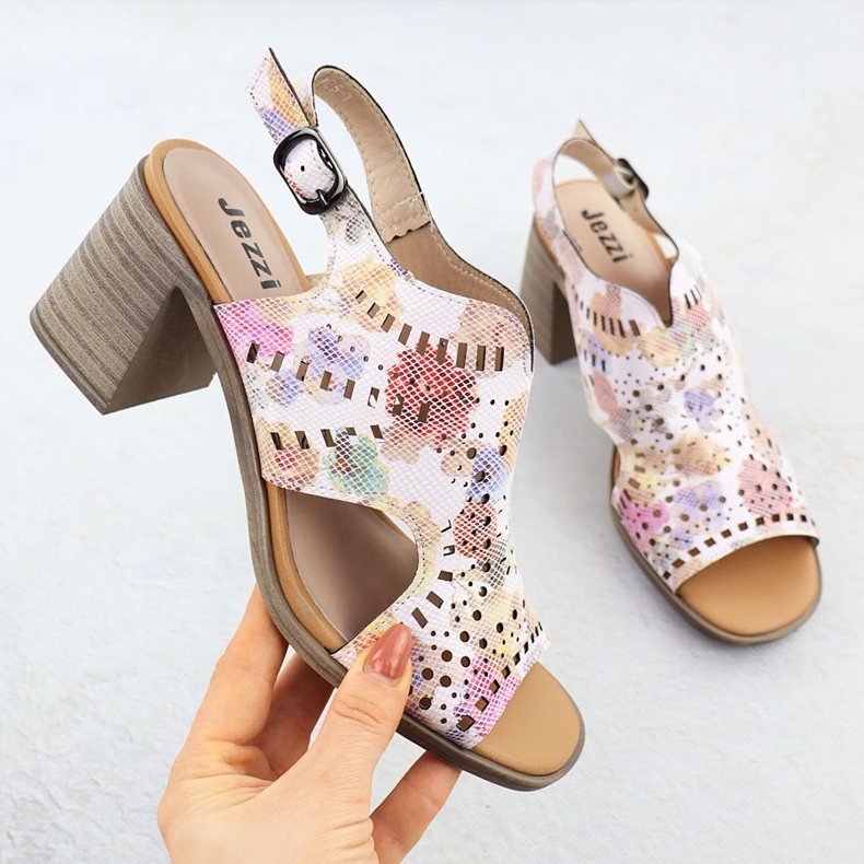 Sandálias femininas do Women's Open com flores jezzi 24125 rosa 1