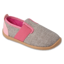 Chinelos infantis Befado com forro de couro 901Y014 bege e rosa 1