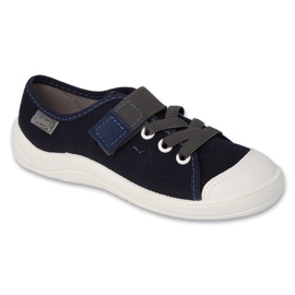 Chinelos infantis Befado com velcro 351X047 azul marinho 1