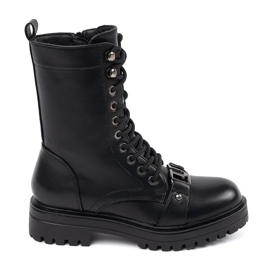 Botas de trabalho femininas de cano alto preto 2