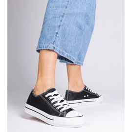 Tênis de brilho das mulheres negras preto 1