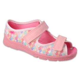 Sandálias infantis Befado com velcro 969Y169 rosa 1 Sandálias infantis Befado com velcro 969Y169 rosa 1