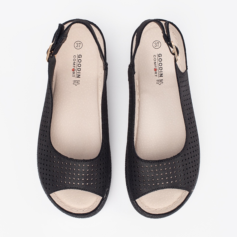 Goodin Sandálias Black Conffort Open Work preto 2