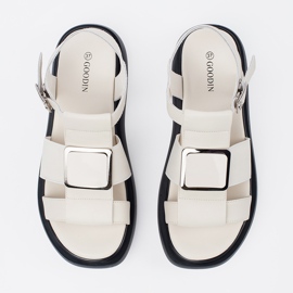 Goodin Sandálias elegantes de couro leve -CEIGE na plataforma bege 1