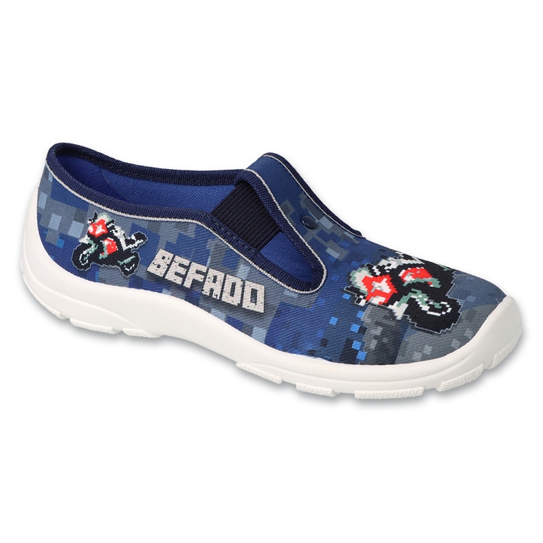 Slippers infantis de Befado 975Y178 Aplicação de motocicleta azul da Marinha 1