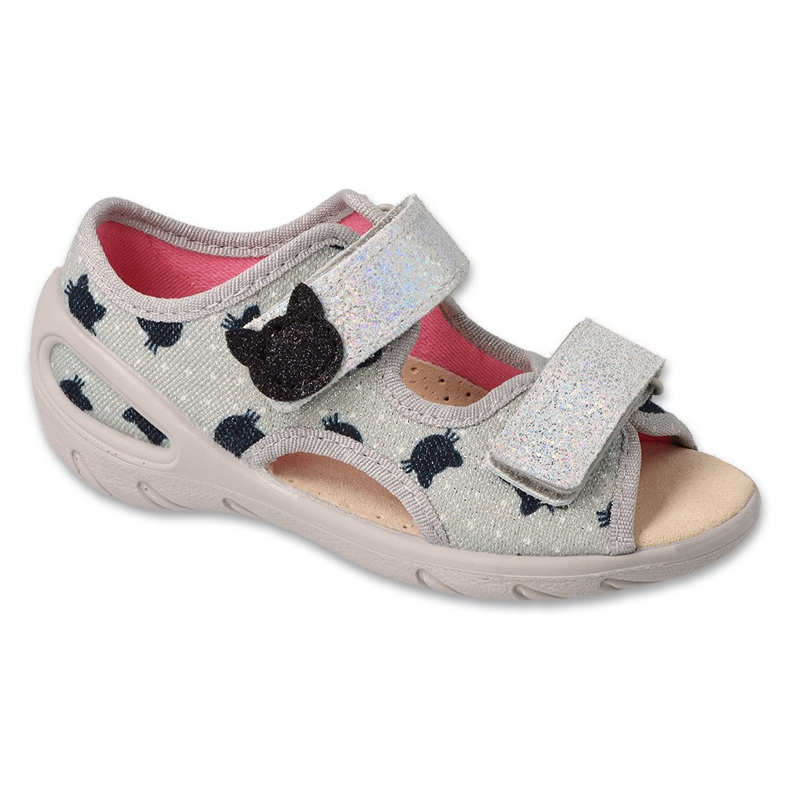 Sandals Befado Inserção de couro infantil 065p176 Gatos cinza 1
