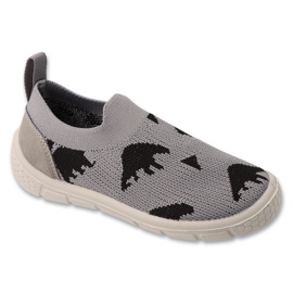 Chinelos infantis Befado, cinza 102X005, aplicação de urso preto 1
