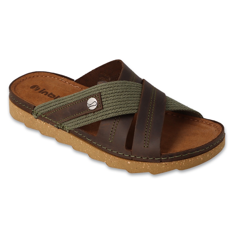Chinelos masculinos Inblu 158M023 marrom e verde castanho 1
