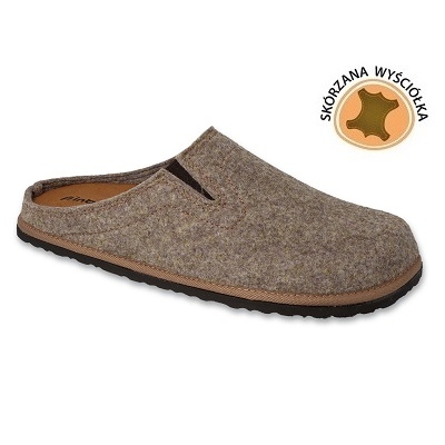 Chinelos masculinos Inblu com inserção de couro 155M025 bege 1