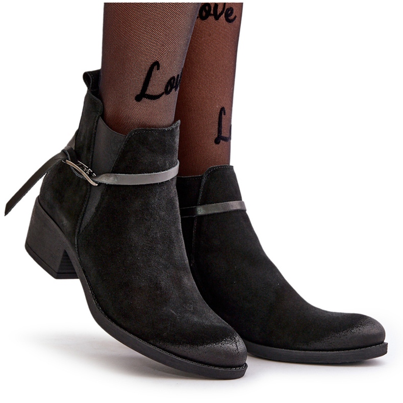 Zazoo 60478 Salto alto de camurça isolada zíper preto 5