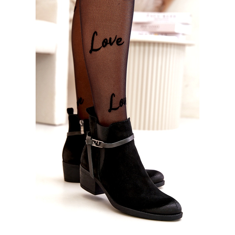 Zazoo 60478 Salto alto de camurça isolada zíper preto 3