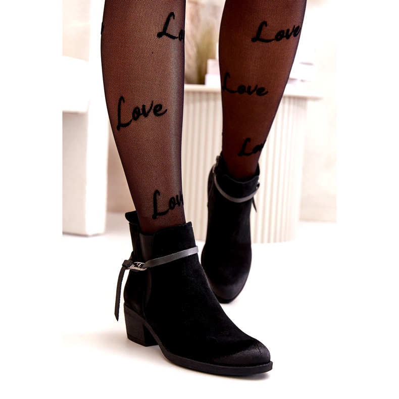 Zazoo 60478 Salto alto de camurça isolada zíper preto 2