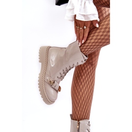 S.Barski Botas envernizadas femininas trabalhadores com decoração D&amp;A MR870-67 Light Beige bege 1