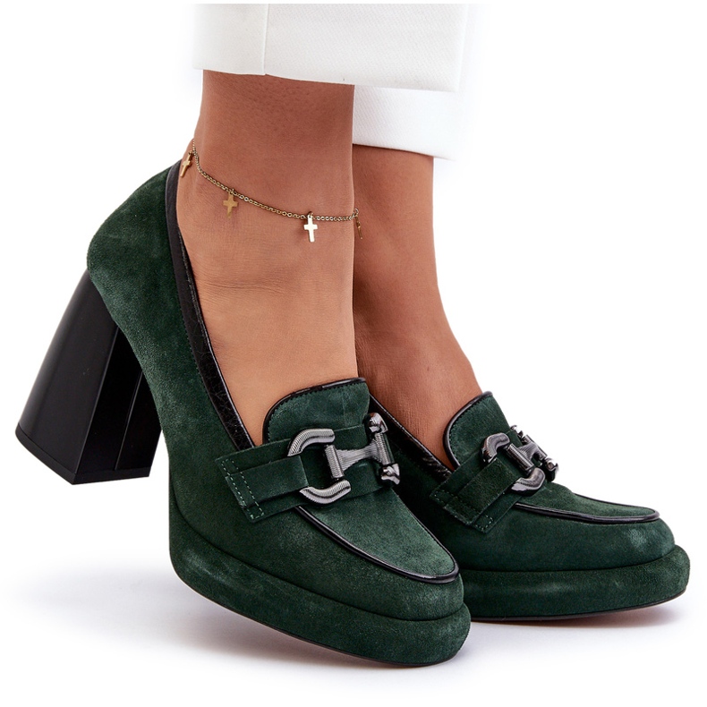 Bombas de couro na enorme postagem de Laura Messi 2706 Dark Green verde 6