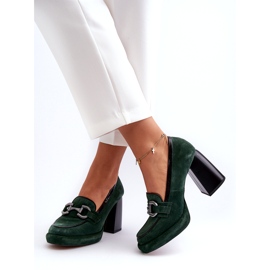 Bombas de couro na enorme postagem de Laura Messi 2706 Dark Green verde 5