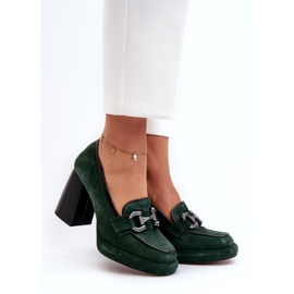 Bombas de couro na enorme postagem de Laura Messi 2706 Dark Green verde 2