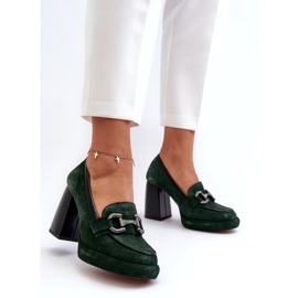Bombas de couro na enorme postagem de Laura Messi 2706 Dark Green verde 3
