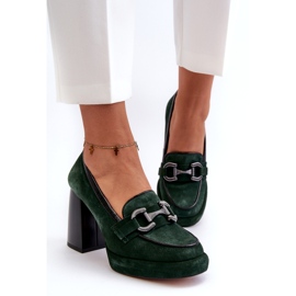Bombas de couro na enorme postagem de Laura Messi 2706 Dark Green verde 4