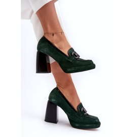 Bombas de couro na enorme postagem de Laura Messi 2706 Dark Green verde 1