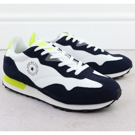Sapatos de couro de couro masculino tênis brancos e azul marinho Big Star RR174408 1