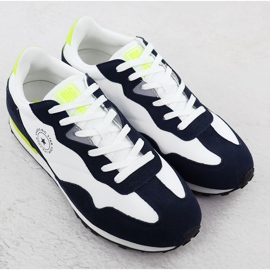 Sapatos de couro de couro masculino tênis brancos e azul marinho Big Star RR174408 2