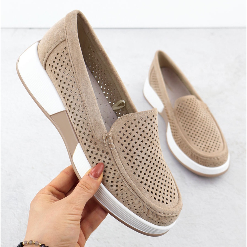 Sapatos Openwork Women na plataforma Sergio Leone 094h Beige bege 1