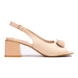 Sandália salto baixo de camurça bege, Shelovet 2