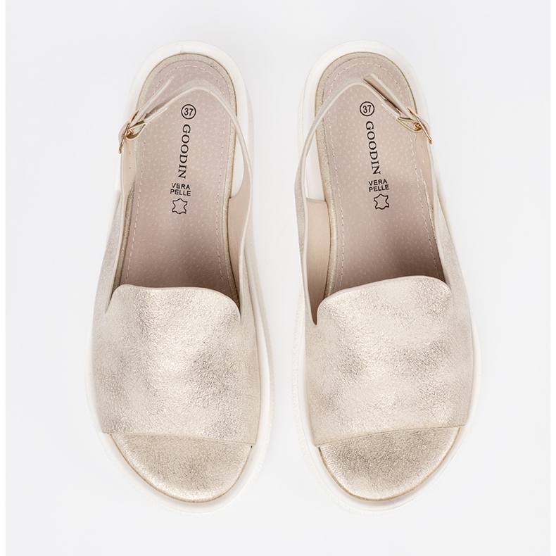 Goodin Sandálias femininas confortáveis ​​de ouro dourado 1