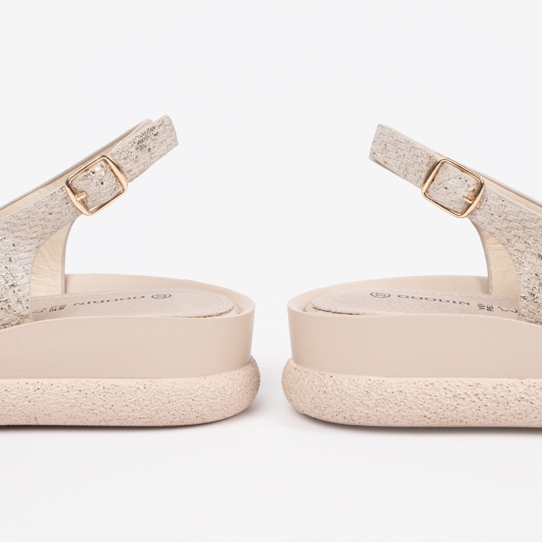 Goodin Sandálias femininas confortáveis ​​bege confortáveis 1