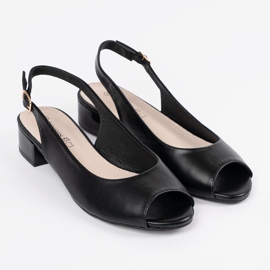 Goodin Sandálias pretas elegantes de salto baixo preto 1