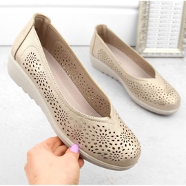 Sapatos de cunha perfurados Potocki W WOL238 dourado 2