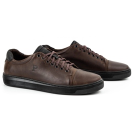 Polbut Sapatos de couro masculino 2109 marrom 2