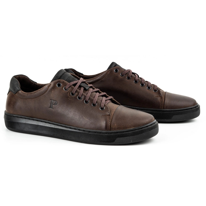 Polbut Sapatos de couro masculino 2109 marrom 2