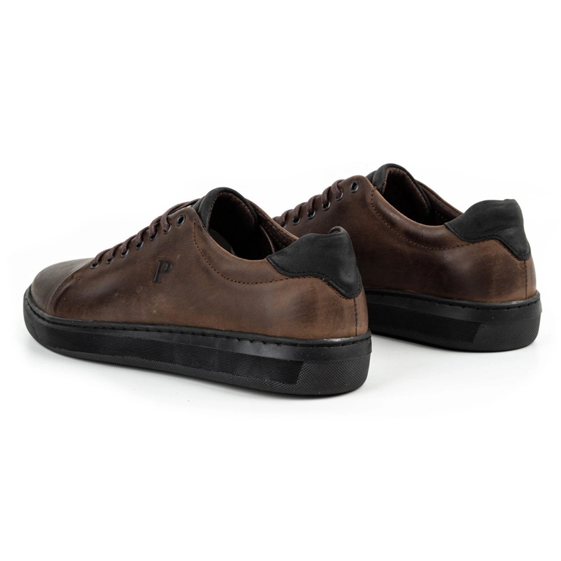 Polbut Sapatos de couro masculino 2109 marrom castanho 4