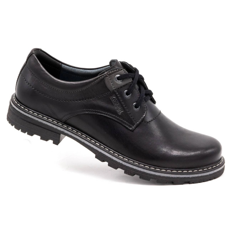 Kampol Sapatos masculinos de couro 32/15 preto 2