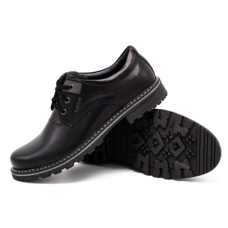 Kampol Sapatos masculinos de couro 32/15 preto 3