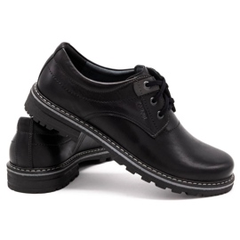 Kampol Sapatos masculinos de couro 32/15 preto 4