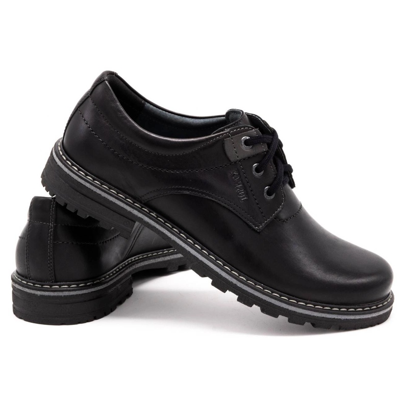 Kampol Sapatos masculinos de couro 32/15 preto 4