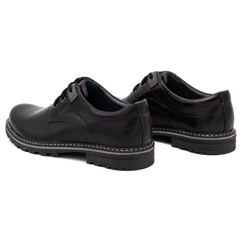 Kampol Sapatos masculinos de couro 32/15 preto 5