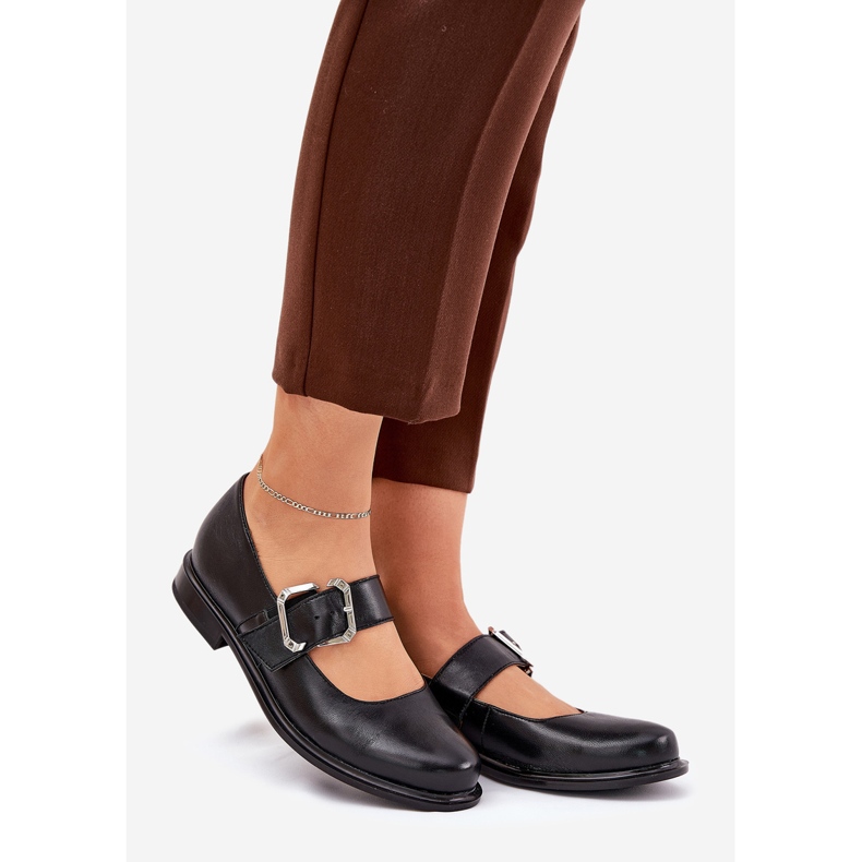 Sapatos de couro feminino com Laura Messi 2980 Black Clamp preto 1