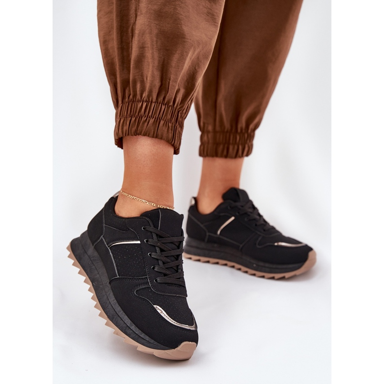 Sapatos esportivos femininos na plataforma preta preto 2