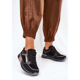 Sapatos esportivos femininos com um zíper na plataforma preta preto 2