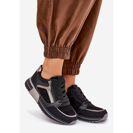 Sapatos esportivos femininos com um zíper na plataforma preta preto 1