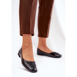 Ballerinas femininas elegantes pintadas com um Vinceza 17377 Black Detalhe decorativo preto 2