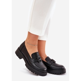 Mocas de couro feminino com alfinetes Bear Vinceza 18109 Black preto 1