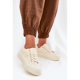 Big Star RR274746 tênis de renda feminina bege 2